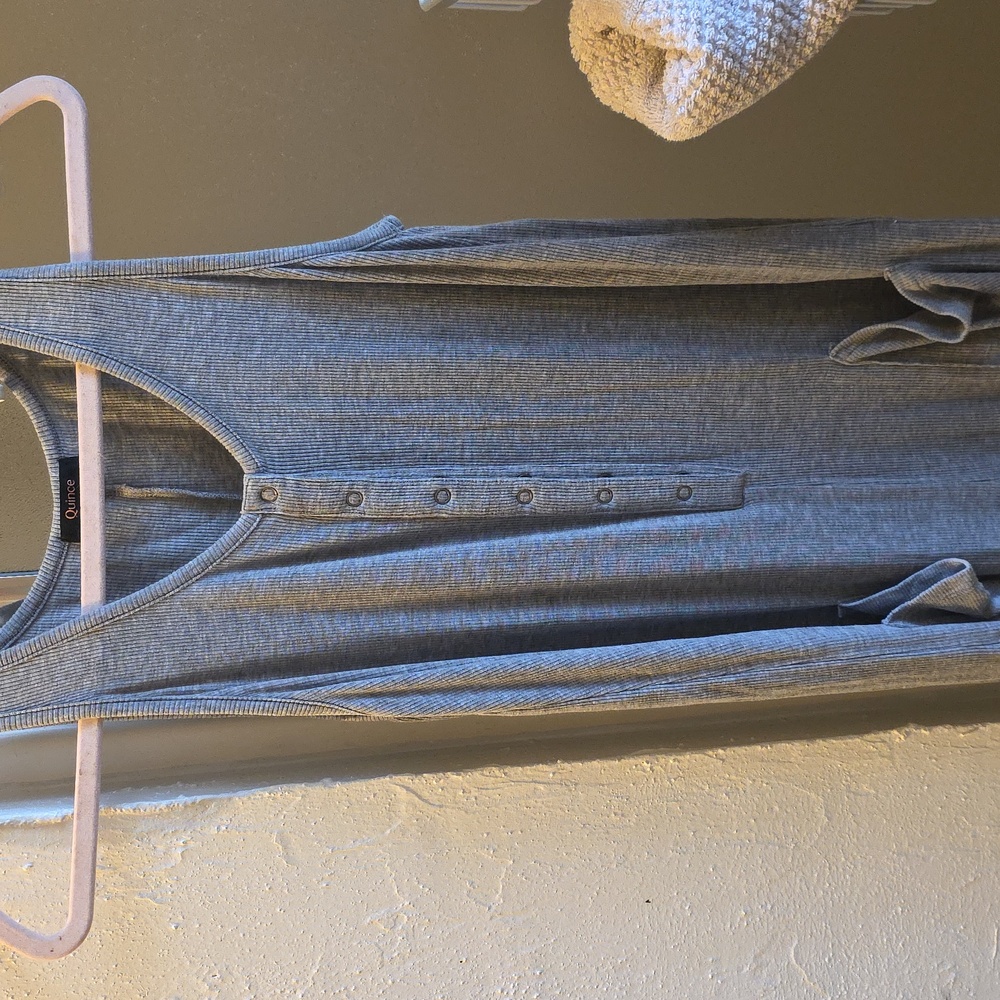 Quince Gray Sleeveless DressBamboo Rib Maternity Button Front Jumpsuit Small - Picture 4 of 6